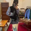 Chaqueta de Marca Moderna de Primavera y Otoño con Mangas de Cuero Americano Empalmadas Chaqueta de Béisbol para Hombres y Mujeres Chaqueta de Lana de Alto Gama con Bordado de Color Contrastante