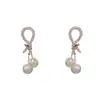 Pendientes de Perla con Nudo Microincrustado de Circonita, Estilo Lujo Ligero, Estilo Sencillo para el Día a Día y el Trabajo, Diseño Personalizado, Pendientes Elegantes y de Moda