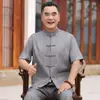 Traje Tang de Manga Corta para Hombre 2026 para Personas de Mediana Edad y Mayores, Estilo Delgado de Verano para Papá, Traje Holgado y Cómodo de Gama Alta Estilo Chino