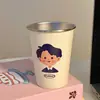 Set de Cepillos de Dientes Familiares de Acero Inoxidable para Cuatro, Resistente a las Manchas, Lindo y Creativo para Parejas, Diseño Simple de Dibujos Animados, Vaso para Enjuague Bucal Engrosado, Resistente al Moho