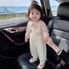 Ropa de bebé para otoño, estilo lindo, mameluco de dibujos animados de manga larga con cuello camisero para bebés niñas, conjunto de gateo para recién nacidos de primavera y otoño