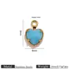 Pingente Coração de Aço Inoxidável com Diamantes, Borda Banhada a Ouro 18K, Pedra de Vidro Colorida em Formato de Coração, Pingente para Acessório de Joia DIY