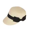 Gorra de béisbol popular de paja negra con lazo para primavera y verano para mujer, adecuada para la playa, vacaciones junto al mar, actividades ecuestres y protección solar