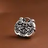 Ciervo Dorado Rey Plata Pura Retro Viejo Estilo Étnico Doble Dragón Jugando con Cuentas Murciélago Cerradura de Plata Colgante Colgante DIY Accesorios de Plata