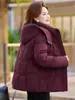 Chaqueta acolchada corta de invierno de plumón de ganso blanco, estilo nuevo, talla extra, elegante, para madres de mediana edad y mayores