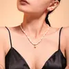 Collar Hecho a Mano con Cuentas Shijia, Entrada Francesa Duoduo, Lujo, Cadena Dulce para Clavícula de Acero Titanio Chapado en Oro de 18K en stock