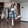 Shorts de Mezclilla Vintage de Cinco Puntos para Mujer, Verano de Cintura Baja, Diseño Holgado de Cinco Puntos, Pierna Ancha Recta, de Largo Medio