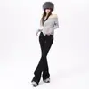 Jeans Negros Acampanados Estilo Americano para Mujer, Primavera 2026, Diseño de Tiro Bajo, Adelgazantes, Elásticos, No Ajustados, Pantalones Acampanados Bootcut