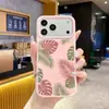 Capa de Celular Monstera Planta Tropical Silicone Líquido Adequada para iPhone 18 Pro Max Nova Capa de Celular Anti-Manchas Amigável à Pele