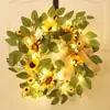 Corona Artificial de Eucalipto y Girasol Transfronteriza Colgante de Pared de Primavera y Verano Decoración de Flores Falsas Hogar Sala de Estar Marco de Puerta Corona de Pared