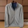 Cárdigan Reversible de Lana 100% Pura para Hombre Amazon, Cuello Medio con Cremallera, Tejido Holgado, Abrigo Engrosado