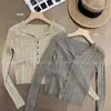 Cardigã de Tricô Oversized com Decote V e Manga Longa Estilo Coreano para Mulheres Plus Size, Versátil para o Início do Outono, Camada Base