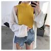 Regata de Tricô de Cor Pura Sem Mangas com Gola Média Fina de Verão Transfronteiriça Roupa Externa para Mulheres para Usar por Baixo Camiseta com Visual Emagrecedor