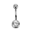Piercing de ombligo con rosca interna de aleación de titanio G23 F136 con doble cabeza de circonita piercing de ombligo de colores al por mayor