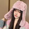 2024 Inverno Quente Homens e Mulheres Lei Feng Cap À Prova de Frio Ao Ar Livre Pele De Coelho Moda Casual Big Ear Cap Ciclismo À Prova De Vento Chapéu