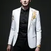 2026 Transfronterizo Amazon Primavera Nuevo Traje para Hombre Estampado Paisley Dorado para Boda Casual Ajuste Delgado