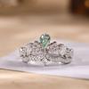 Anel de Pedra Preciosa Caibao Sense Avançado Pedra Verde Claro Feminino Abertura ins Luxo Leve Elegante Versátil Nobre Anel Ajustável