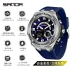 Sanda Juventud Tecnología Negra Casual Pantalla Dual Reloj Electrónico Moda Deportes Impermeable Correa de Silicona Natación Reloj para Estudiantes