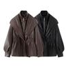 Exportación Transfronteriza Chaqueta de Imitación de Cuero Estilo Blogger Ins Europeo y Americano Otoño e Invierno Lavado Estilo Desgastado Falsa de Dos Piezas