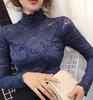 Camisa ajustada de encaje para otoño e invierno, nueva, de manga larga, con interior de malla, elegante y pequeña.