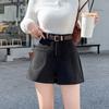 Pantalones Cortos de Invierno con Botas Pantalones de Lana de Pierna Ancha para Mujer 2024 Nuevo Cintura Alta Negros de Combinación Universal Forma A Sueltos Casuales