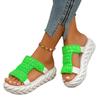 Pantuflas Tejidas Ligeras de Suela Gruesa de Talla Grande Transfronterizas para Mujer Sandalias Romanas Redondas de Lana Nuevas Casuales Europeas y Americanas Comercio Exterior