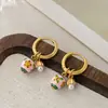 Novos Novos Brincos Estilo Chinês Brinco de Cristal Rosa Pêssego Turquesa Retrô Brincos de Esmalte de Alta Qualidade Exquisitos para Mulheres Atacado