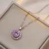 Collar para Mujer, Estilo Influencer Transfronterizo Flor de Girasol Circonita Giratorio Conjunto de Tres Piezas Decoración Collar de Acero de Titanio