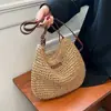 Bolso de Paja de Cuerda de Papel Personalizado Bolso Tejido a Mano Multicolor para Playa para Mujeres Gran Capacidad Bolso Cruzado de Vacaciones para Playa para Mujeres