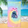 Toalla de Playa con Estampado de Stitch Lindo de Dibujos Animados y Anime, Toalla de Baño de Microfibra Secado Rápido Transfronteriza, Toalla de Playa Espesa