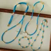 26ª Colección de Primavera Cielo Estrellado Turquesa Artificial Facetada Cadena de Cuentas Collar Pulsera de Cadena de Cuentas Turquesa Azul Versátil Vintage