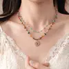 Estilo Étnico Irregular Contas de Cristal Contas Colar Acessórios Feminino Luz de Luxo Alta Qualidade Corrente da Clavícula Estilo de Férias Colar