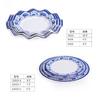 Venta al por mayor de fábrica porcelana azul y blanca Tazón para fideos plato disco encaje de onda china hotel A5 vajilla de melamina imitación porcelana
