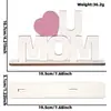 Decoraciones de Placa de Madera para el Día de la Madre Accesorios Mamá Corazón Adornos Huecos Feliz Día de la Madre Decoraciones de Madera de Escritorio