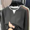 Sudadera popular de manga larga para hombre, engrosada, nuevo estilo otoño e invierno, diseño simple, imitación de dos piezas, sudadera básica versátil para hombre, en stock