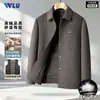 Casaco de Lã Masculino Dupla Face para Outono e Inverno, Engrossado com Forro de Penas Removível, Jaqueta Casual de Negócios com Gola Lapela