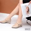 Sapatos Profissionais de Trabalho Femininos 2024 com Salto Grosso, Sapatos de Couro de Salto Médio para Senhoras de Meia-Idade, Sapatos de Salto Baixo para o Trabalho com Salto de Ferradura
