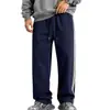 Atacado transfronteiriço da Amazon de calças casuais masculinas para outono e inverno, de fleece pesado, com blocos de cor, cordão, corte solto
