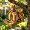 Casa de ardilla creativa para pájaros, alimentador de pájaros, jardín, patio, balcón, jardín, alimentación, manualidades de resina, decoración