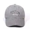 Nova Boné de Baseball Lavado Letra BOSTON Chapéu Estampado Homens e Mulheres Casal Estudante Boné Versátil