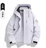 Chaqueta de expedición tres en uno almacenamiento de calor de grafeno personalizado bloqueo de temperatura transpirable a prueba de viento a prueba de lluvia chaqueta casual diaria logo estampado