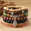 Nuevo Pulsera de Cinco Piezas con Cuentas de Madera de Colores Estilo Flor Pulsera Elegante Moda Joyería Hecha a Mano en Hilo De Fábrica En Stock