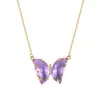 Famoso na Internet Colar Borboleta de Cristal Titânio Aço Não Desbota Moda Europeia e Americana Pingente Ouro 18K Versátil Elegante Ouro Rosa