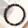 Pulsera de Cuentas de Obsidiana Plateada Natural Estilo Antiguo para Hombres y Mujeres, Adecuada para el Uso Diario, Pulsera de Cristal Lisa Estilo Old Money