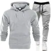 Conjunto Deportivo para Hombre de 220g con Capucha de Color Sólido Conjunto de Dos Piezas Sudadera con Capucha y Sudadera y Pantalones Deportivos