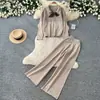 Conjunto de dos piezas para mujer: cárdigan de punto de manga larga con pajarita de estilo casual y pantalones de pierna ancha, atuendo elegante y adelgazante para otoño para ir al trabajo