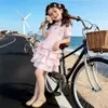 Vestido Rosa Casual Feminino com Gola Polo Vestido de Verão Estilo Preppy Infantil Vestido Bolo Vestido Princesa Manga Curta para Menina