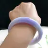 Pulseira de Jadeíta Violeta de Mina Antiga de Mianmar para Mulheres, Pulseira de Jade Purple Haze, Formato Redondo, Semente de Gelo Glutinoso, Tratamento de Concubina, Presente