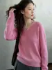 Suéter de Lana para Mujer Cuello en V Suéter de Lana Cachemir Top para Mujer Holgado Manga Larga Jersey Suéter Base de Punto