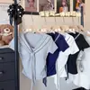 Camiseta de Manga Corta con Cuello Marino Estilo Universitario para Mujer con Almohadillas en el Pecho, Corte Ajustado, Top Exterior de Color Sólido para Verano